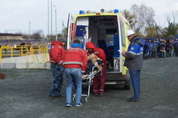 Отработка совместных действий с Центром медицины катастроф при эвакуации пострадавшего
