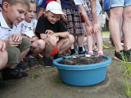 Активное участие в экологической акции по зарыблению Верх-Сысертского пруда приняли дети газовиков, отдыхающие в «Прометее»